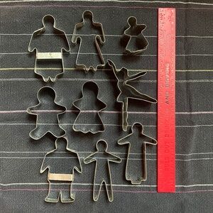 Vintage metal cookie cutters - people